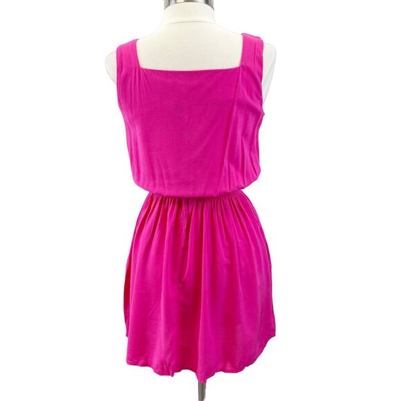 NEW Cloud & Sky Womens M Vibrant Bright Pink Mini Dress Square Neck Summer - Picture 2 of 10